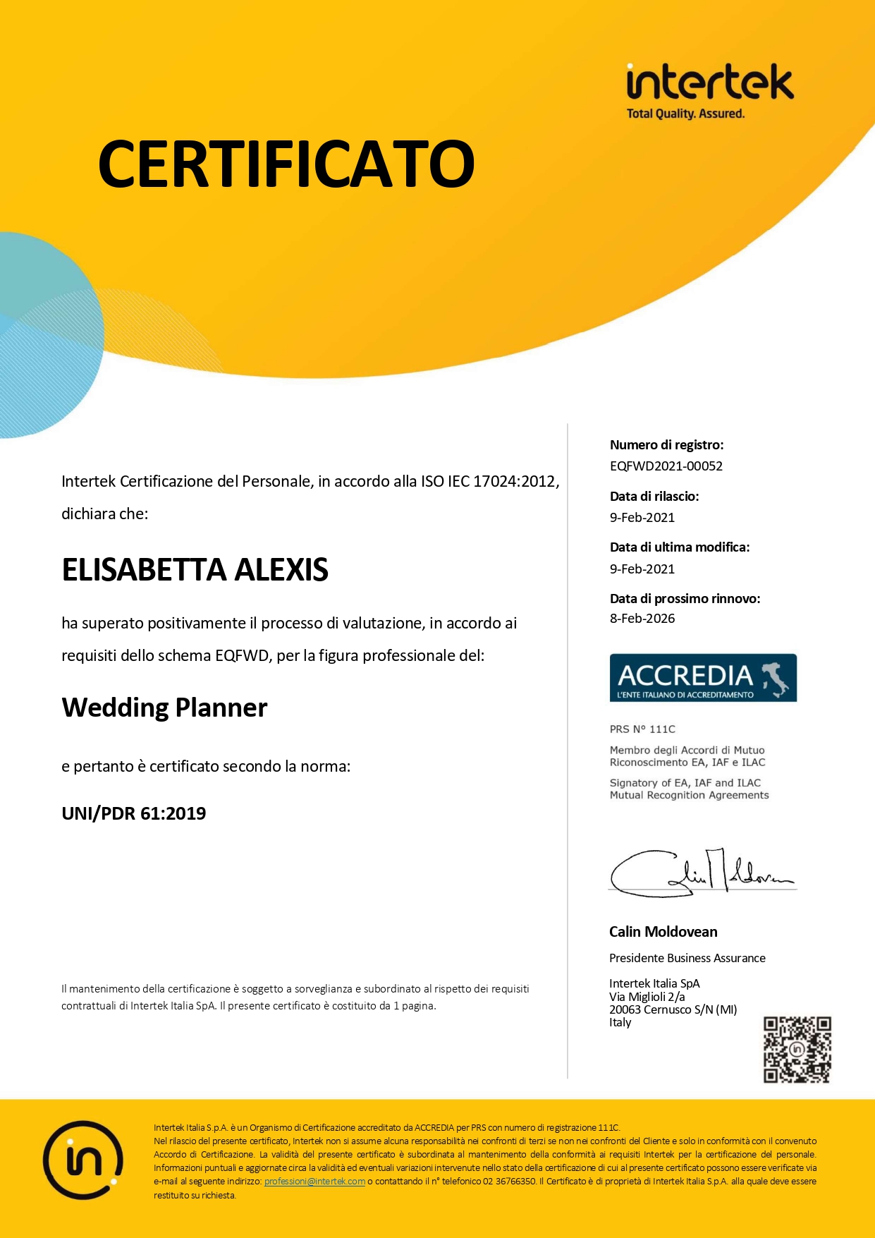 wedding planner certificata